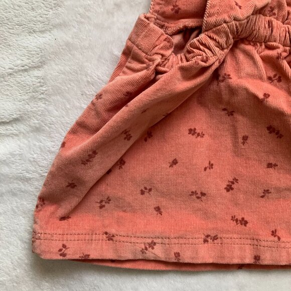 Joe Fresh Baby Toddler Overall Corduroy Dress 12-18M | Coral Pink Floral EUC - Picture 11 of 13